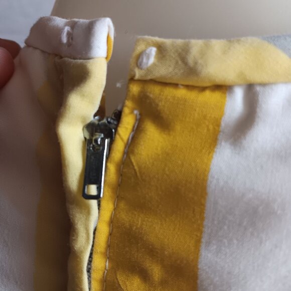 sz 8 Vintage Rockabilly Dress 1950's Jane Ann Yellow White Striped Belted USA - Picture 7 of 11